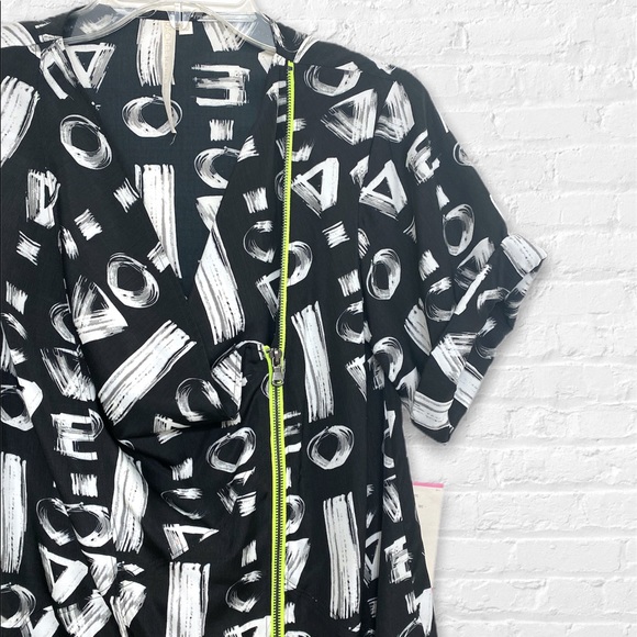 Rachel Roy Silky Double Breast Zip Letters Dress - Picture 2 of 5